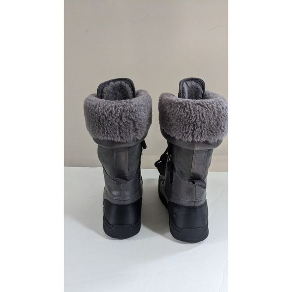 UGG Butte II Toggle Tall Gray Leather Waterproof Snow Boots US Youth Size 1 - Picture 10 of 16